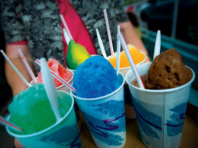 Colorful snoballs on a tray Colorful snoballs on a tray