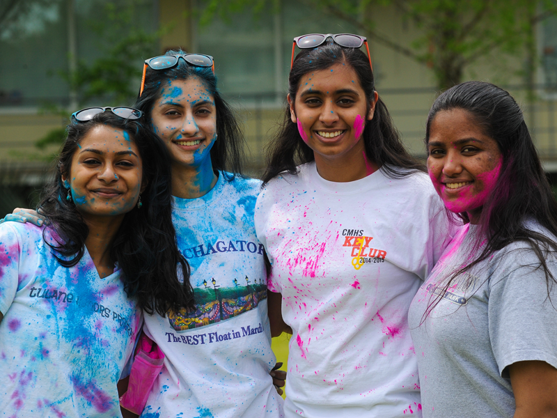 students Four students pose for photo after McAlister Color Fun Run